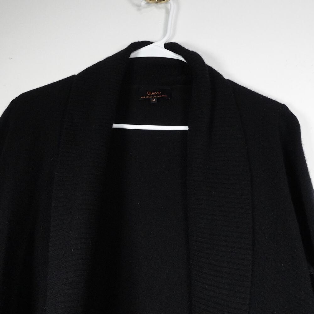 GUC Quince Black Mongolian Cashmere Open Cardigan Sweater Medium 1002 - Picture 4 of 12